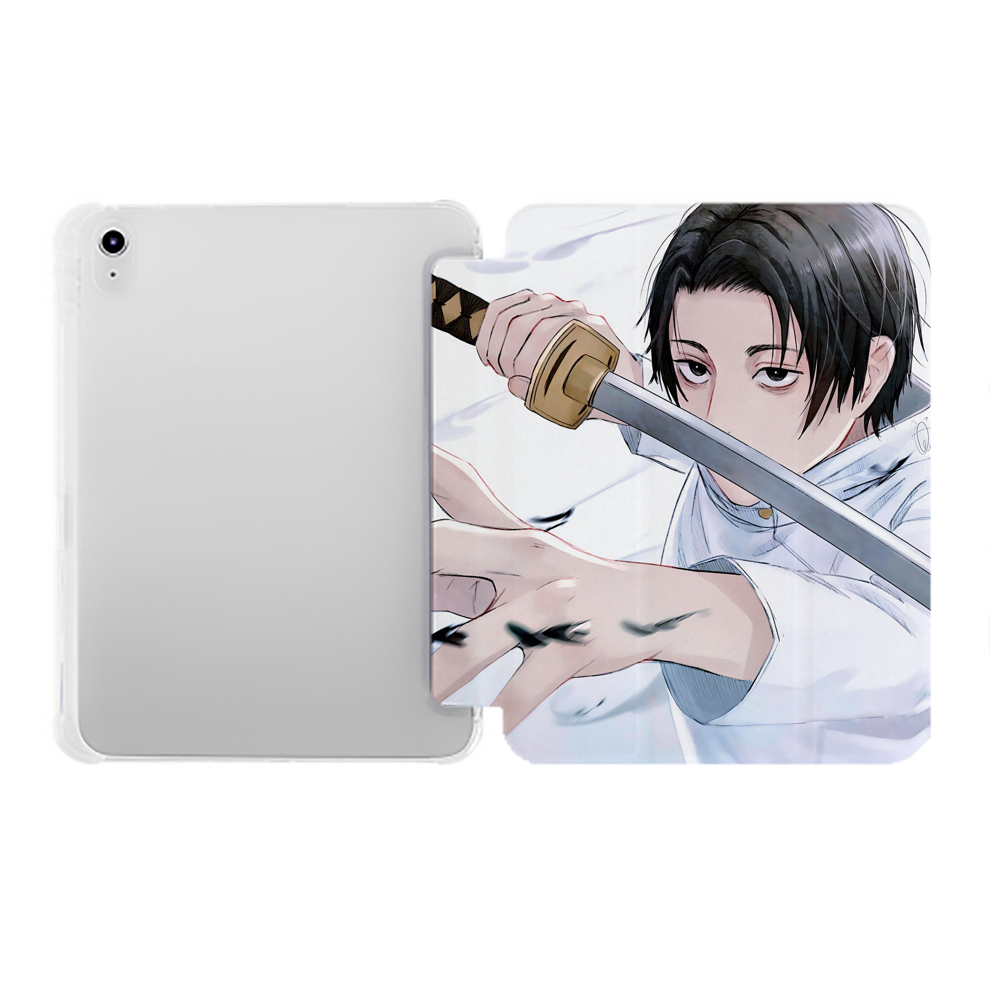 （画像用） 呪術廻戦 Jujutsu Kaisen IPad ケース ペン収納付き 三つ折りスタンド PUレザー×シリコン 対応機種9.5/10.5/10.9インチ
